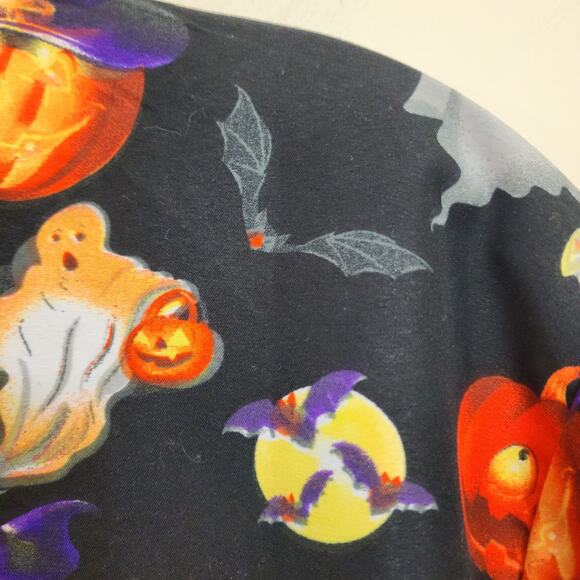 SSLR Halloween pumpkin graphic short sleeve button front shirt men's size medium - Picture 6 of 6